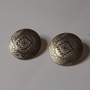Large Round Decorative Metal Earrings